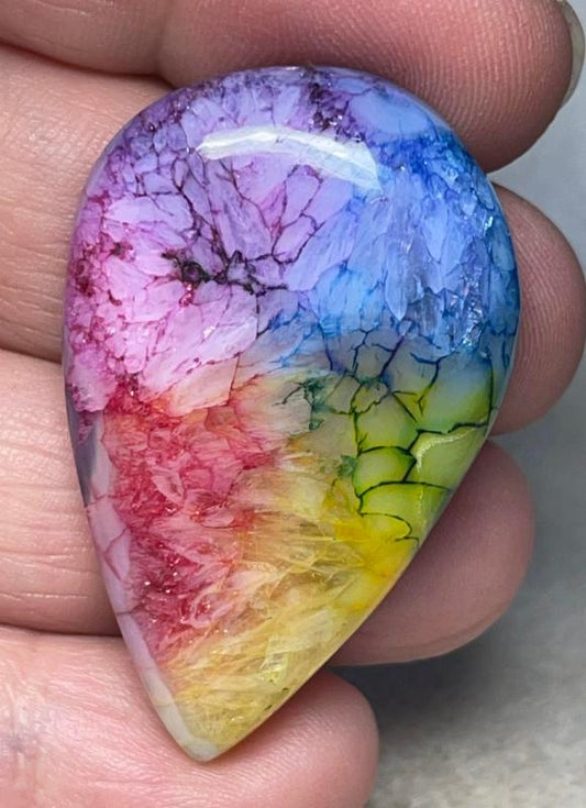Teardrop 42x27mm Rainbow Solar Quartz Cabochon 84