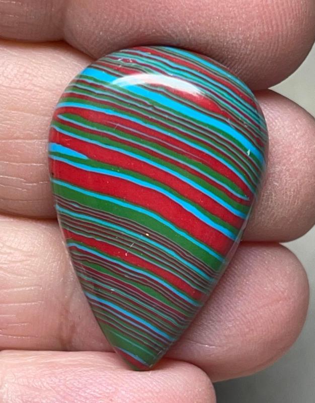 Teardrop 31x21mm Rainbow Calsilica Cabochon 27