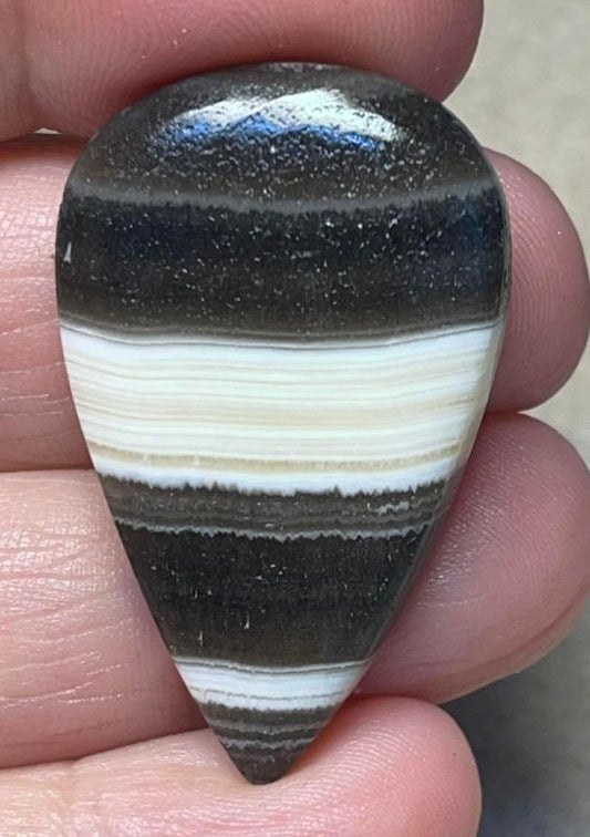 Teardrop 39x24mm Zebra Calcite Cabochon 14