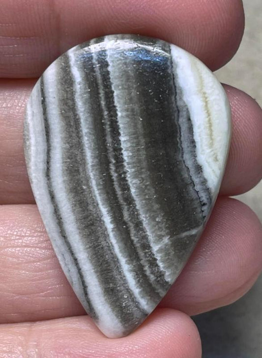 Teardrop 39x26mm Zebra Calcite Cabochon 27