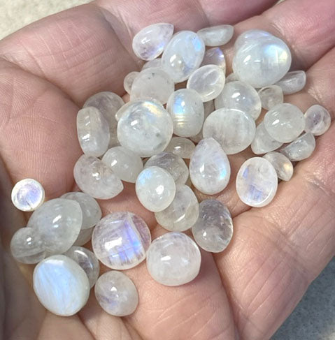 50 Small Mixed Rainbow Moonstone Cabochon Pack