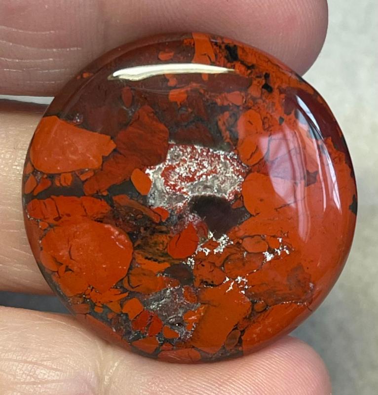 Round 34x34mm Brecciated Red Jasper Cabochon 23