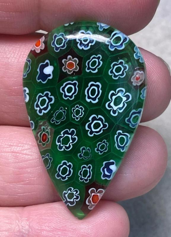 Teardrop 40x25mm Millefiori Glass Cabochon 08