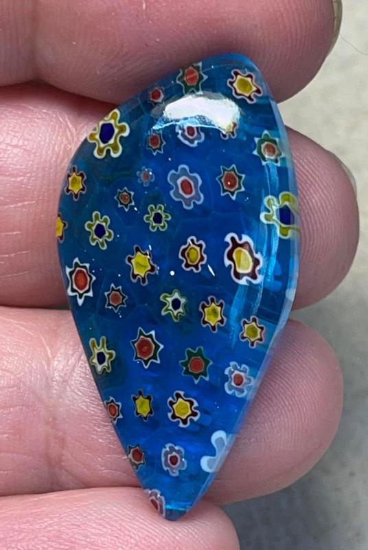 Freeform 38x20mm Millefiori Glass Cabochon 16