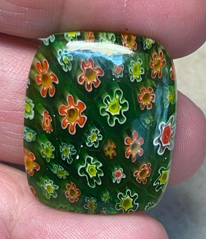 Rectangle 28x23mm Millefiori Glass Cabochon 23