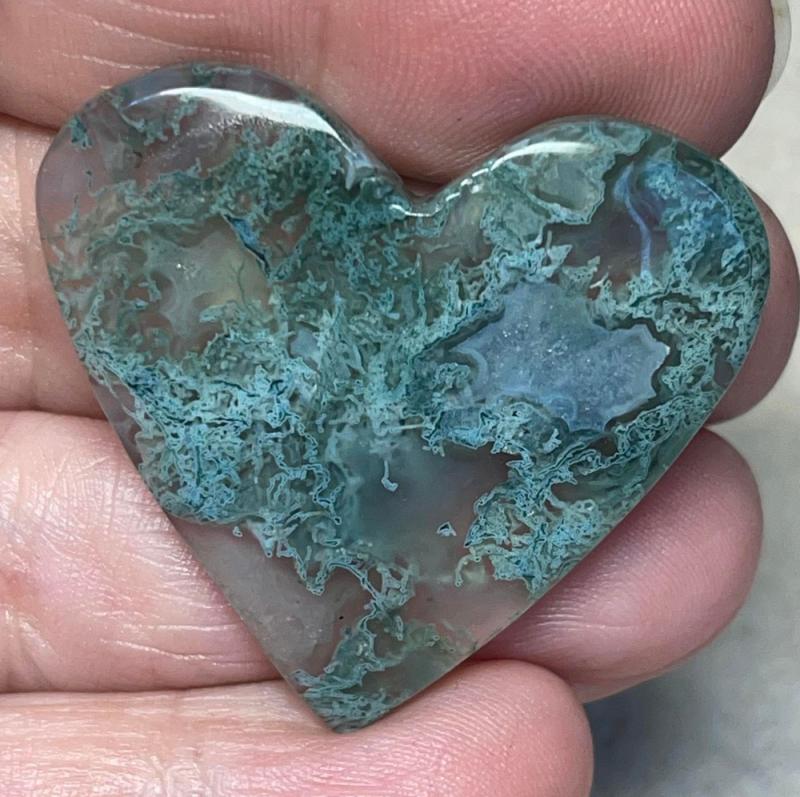 Heart 34x37mm Lichen in Quartz Cabochon 66