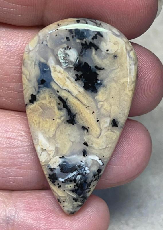 Teardrop 43x24mm Dendritic Tiger Agate Cabochon 15