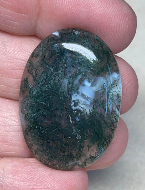 Oval 35x25mm Green Moss Agate Cabochon 52