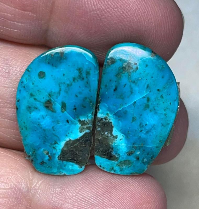 Freeform 23x14mm Arizona Turquoise Cabochon Pair 28