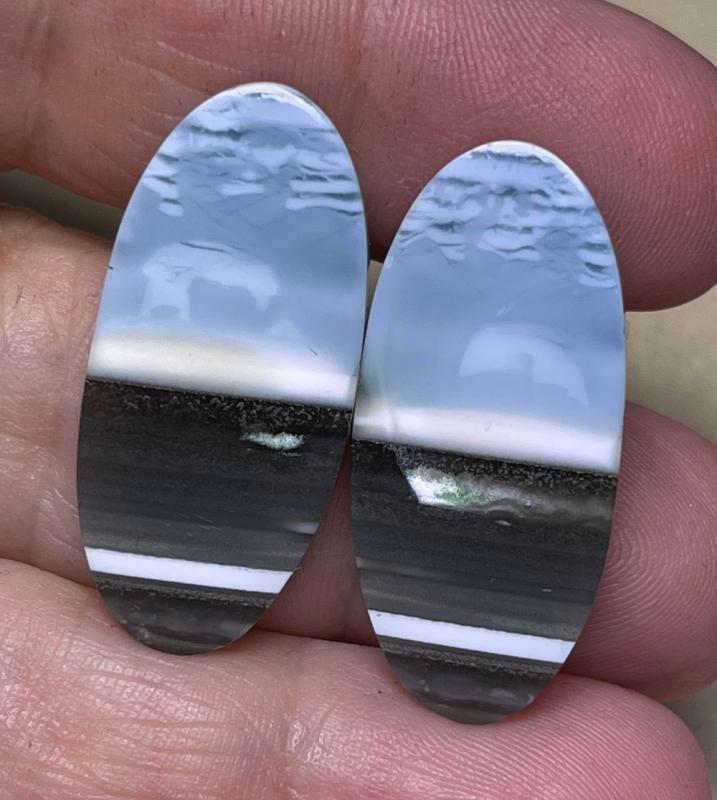 Oval 31x14mm Blue Opal Cabochon Pair 17
