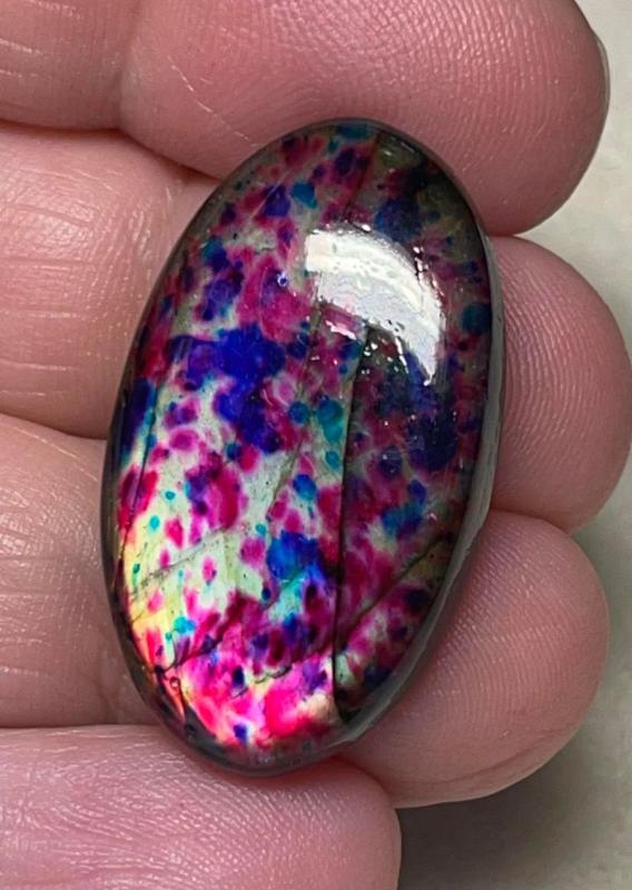 Oval 32x19mm Tie Dye Coloured Labradorite Cabochon 42