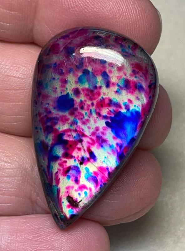 Teardrop 38x23mm Tie Dye Coloured Labradorite Cabochon 58