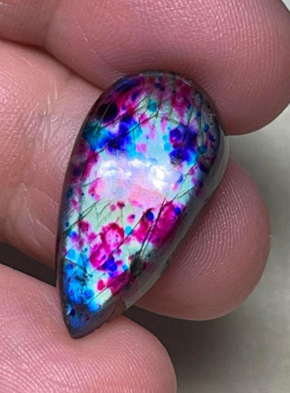 Teardrop 26x13mm Tie Dye Coloured Labradorite Cabochon 80