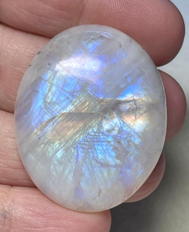 Oval 39x32mm Rainbow Moonstone Cabochon 47
