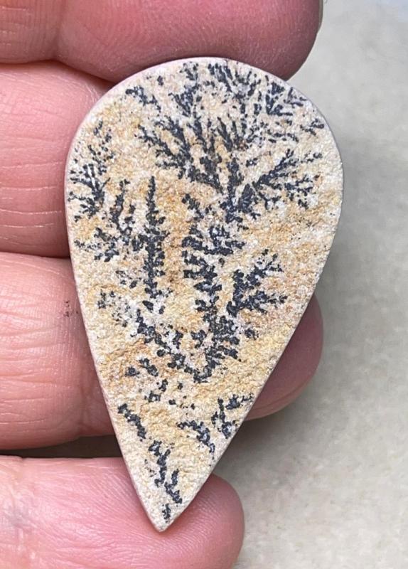 Teardrop 44x25mm Psilomelane Dendrite Cabochon 34