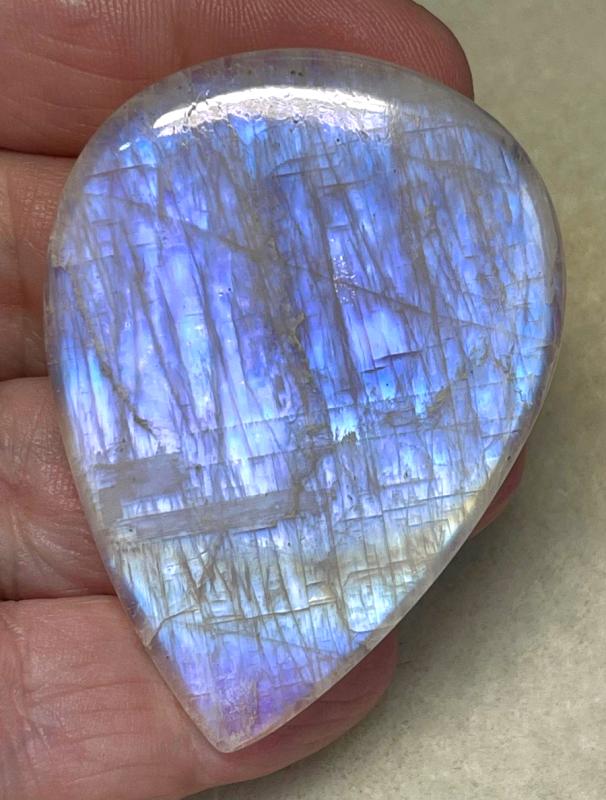 Teardrop 56x41mm Rainbow Moonstone Cabochon 54