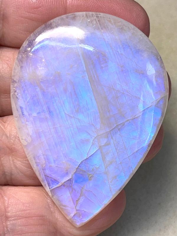 Teardrop 56x41mm Rainbow Moonstone Cabochon 59