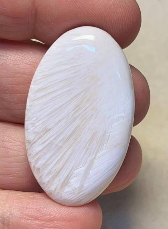 Oval 41x24mm White Scolecite Cabochon 38
