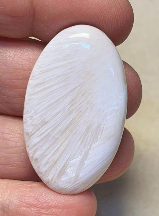 Oval 41x24mm White Scolecite Cabochon 38