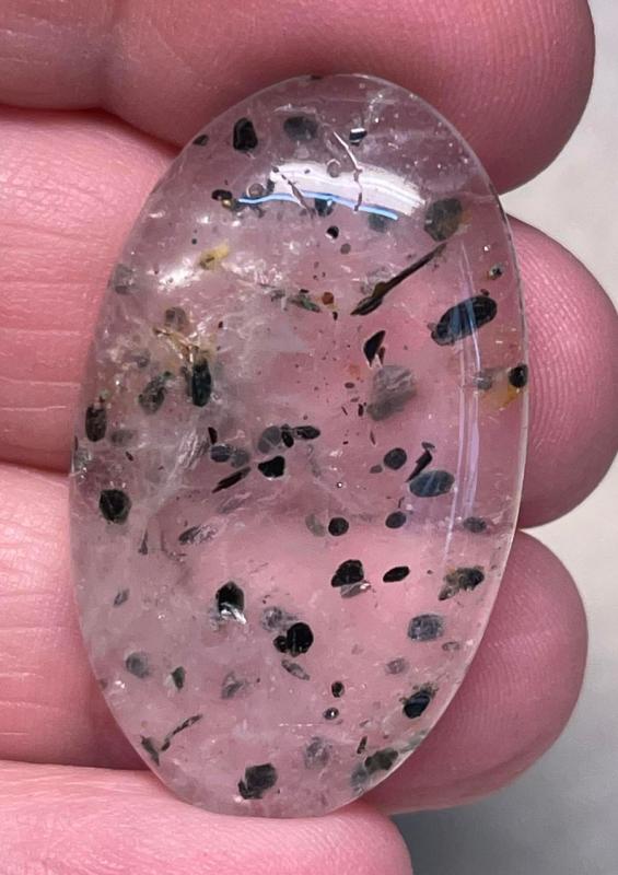 Oval 37x22mm Tibetan Black Spot Quartz Cabochon 02