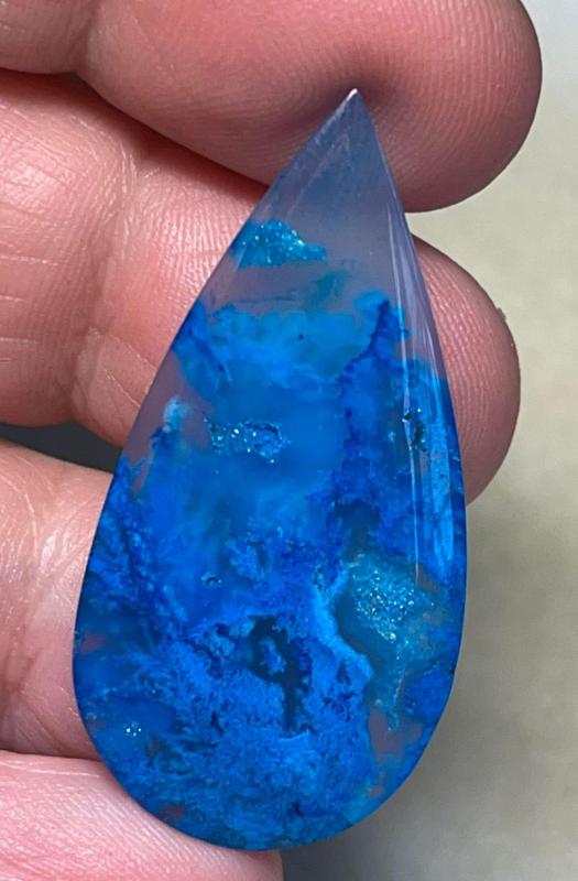 Teardrop 41x20mm Colour Enhanced Plume Agate Cabochon 51