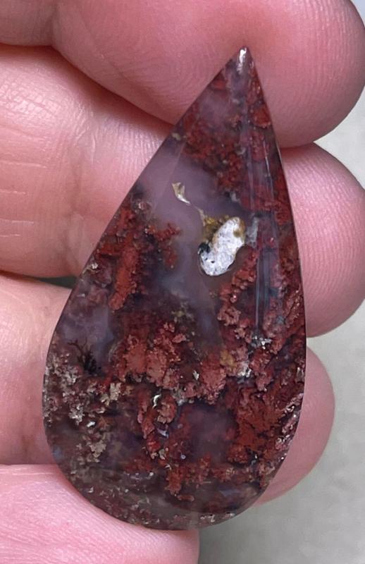 Teardrop 37x19mm Indonesian Moss Agate Cabochon 55