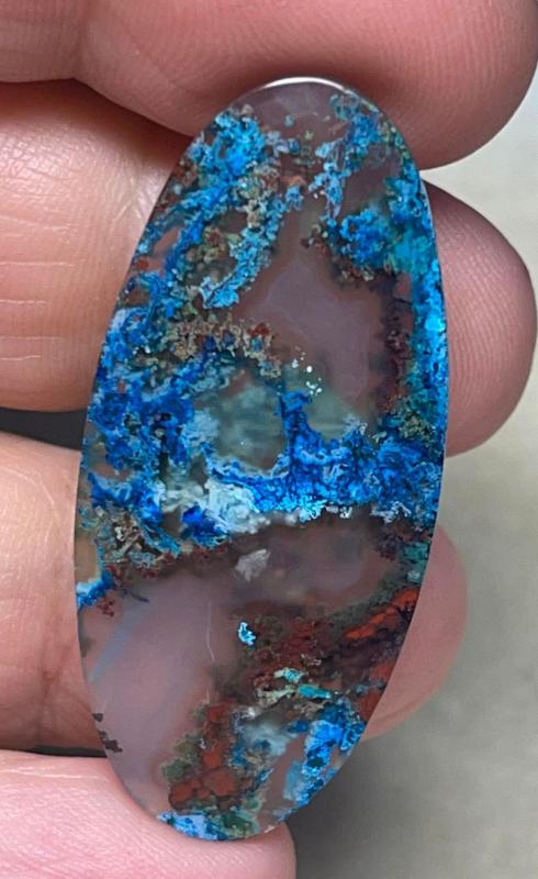 Oval 42x19mm Coloured Indonesian Moss Agate Cabochon 57