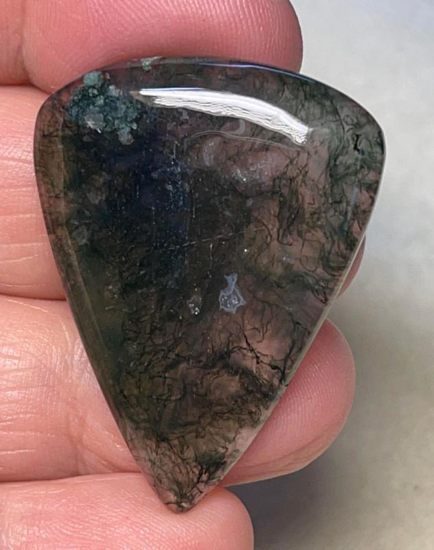 Teardrop 39x30mm Green Moss Agate Cabochon 74