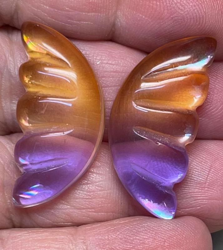 Wing 30x14mm Glass Cabochon Pair 10