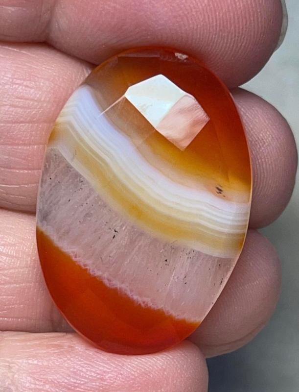Oval 32x22mm Faceted Banded Onyx Cabochon 12