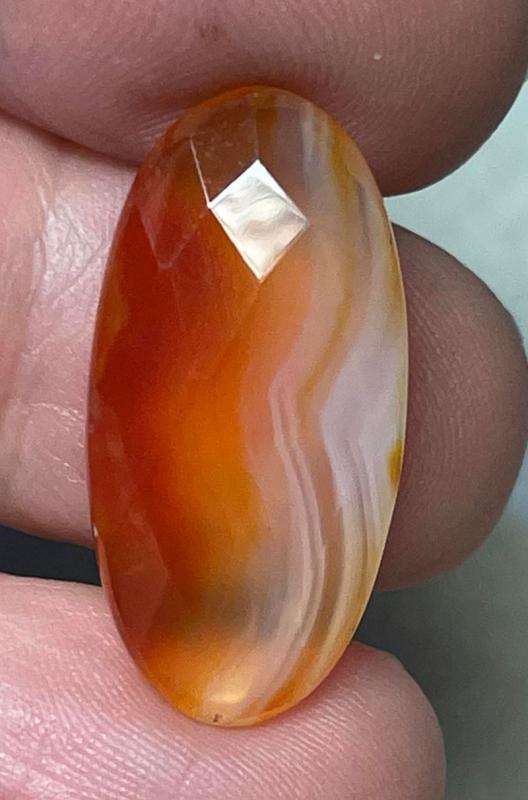 Oval 26x13mm Faceted Banded Onyx Cabochon 16