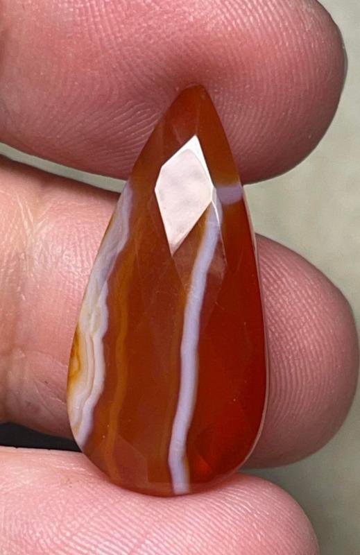 Teardrop 27x13mm Faceted Banded Onyx Cabochon 19