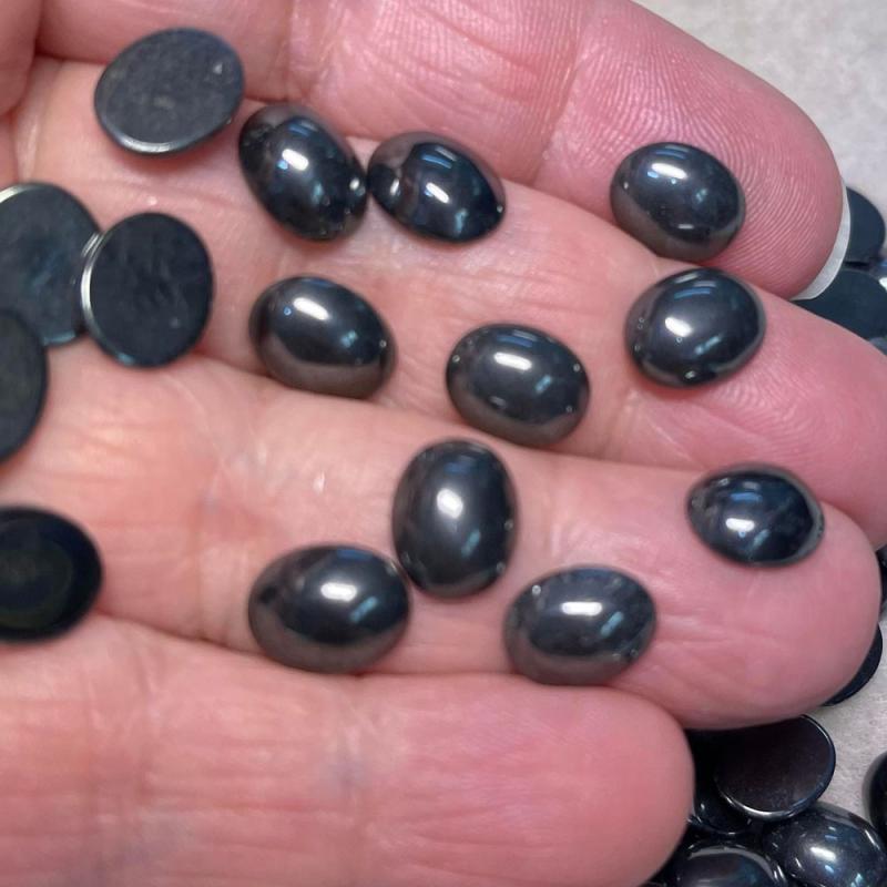 Single Oval 10mm Long Hematite Cabochon