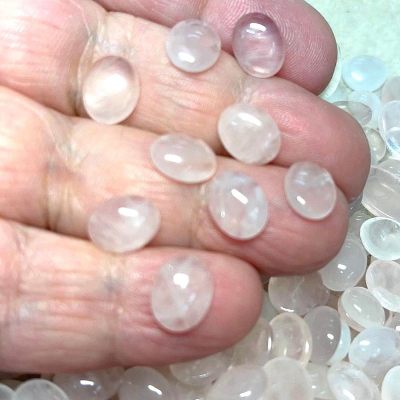 Single Oval 10mm Long Rose Quartz Cabochon