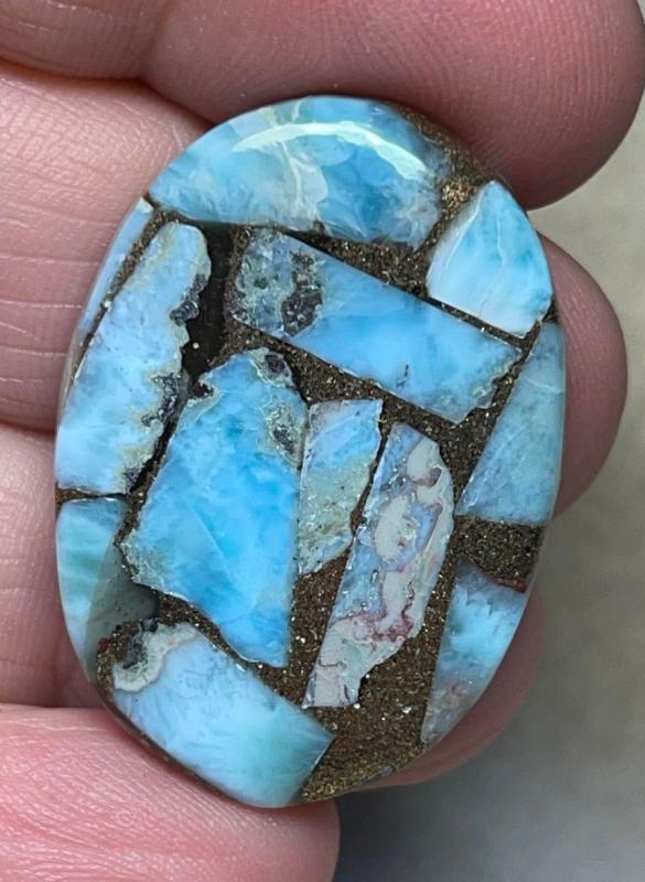 Oval 34x24mm Mohave Larimar Cabochon 08