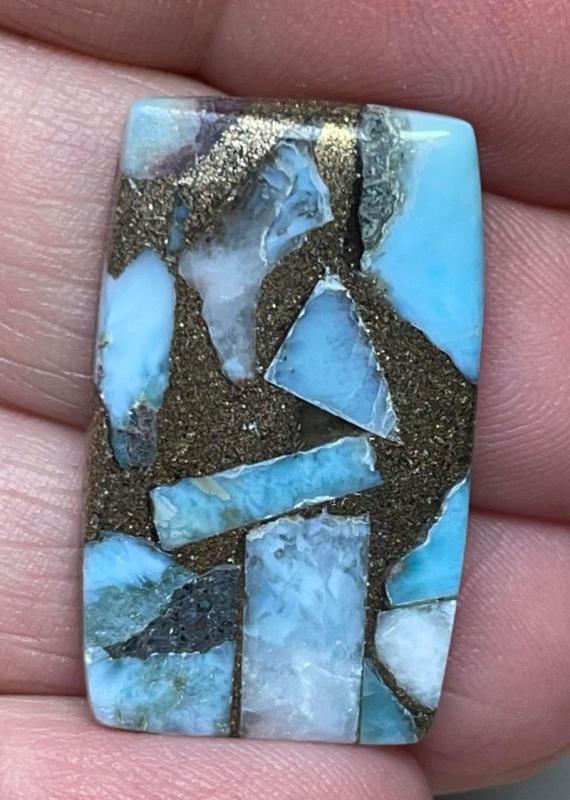 Rectangle 30x18mm Mohave Larimar Cabochon 15