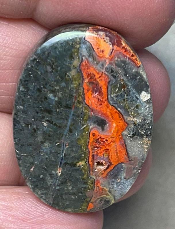 Oval 32x23mm Orange Seam Agate Cabochon 20