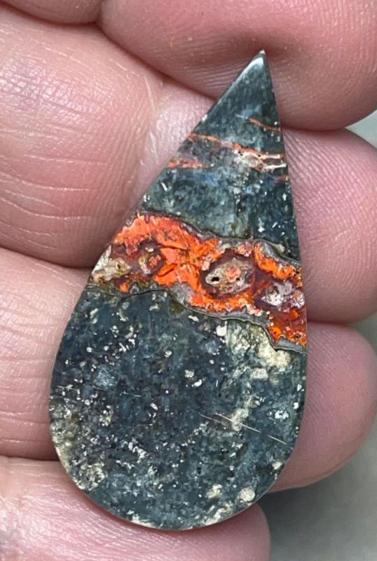 Teardrop 37x19mm Orange Seam Agate Cabochon 21