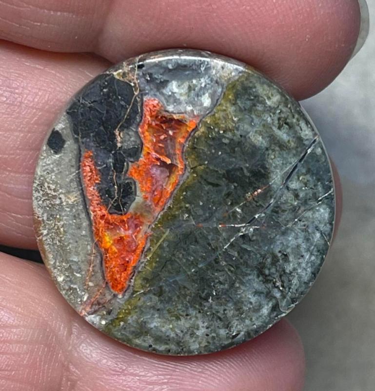 Round 28x28mm Orange Seam Agate Cabochon 23