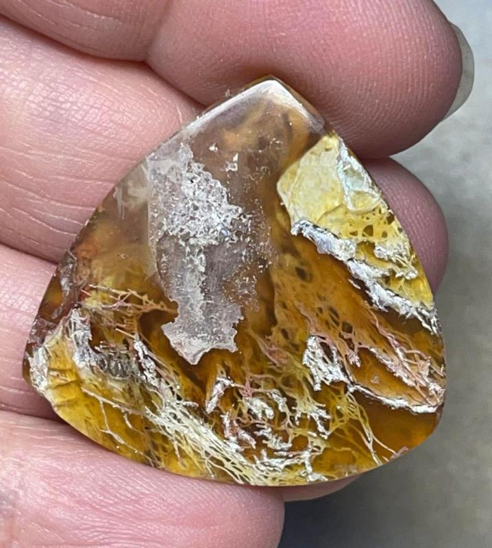 Teardrop 32x33mm Natural Lichen Moss Agate Cabochon 34