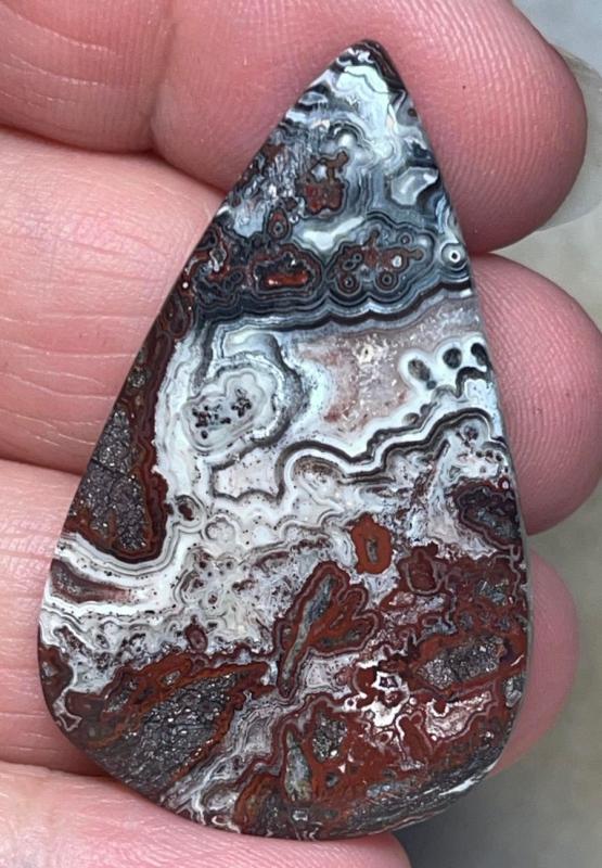 Teardrop 45x28mm Natural Crazy Lace Agate Cabochon 38