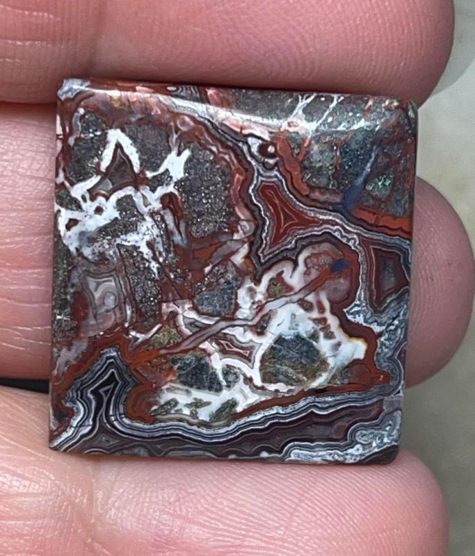 Square 25x25mm Natural Crazy Lace Agate Cabochon 42