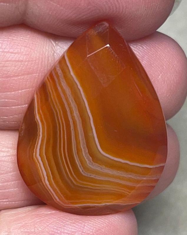 Teardrop 30x23mm Faceted Banded Onyx Cabochon 30