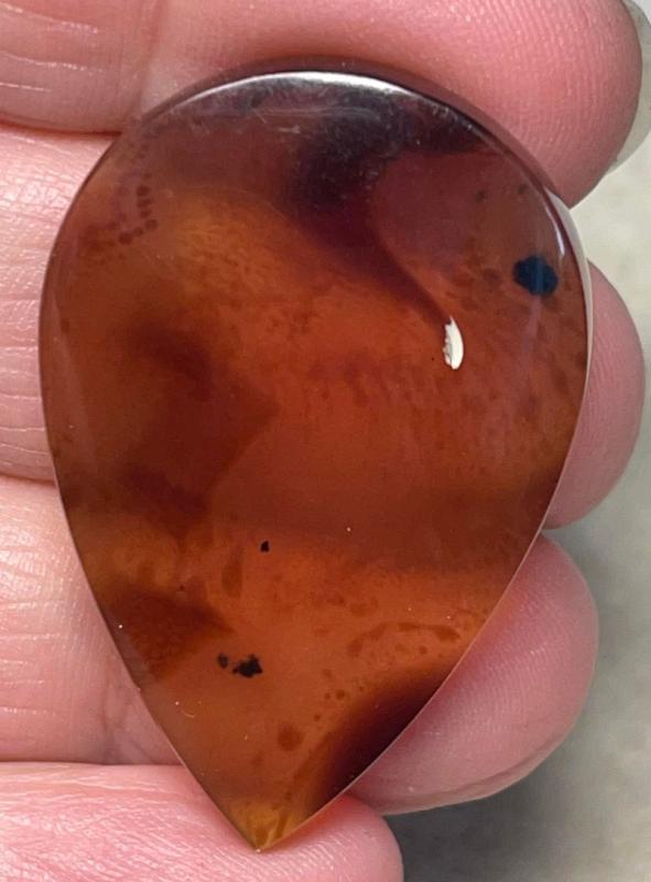 Teardrop 38x26mm Indonesian Red Amber Cabochon 02