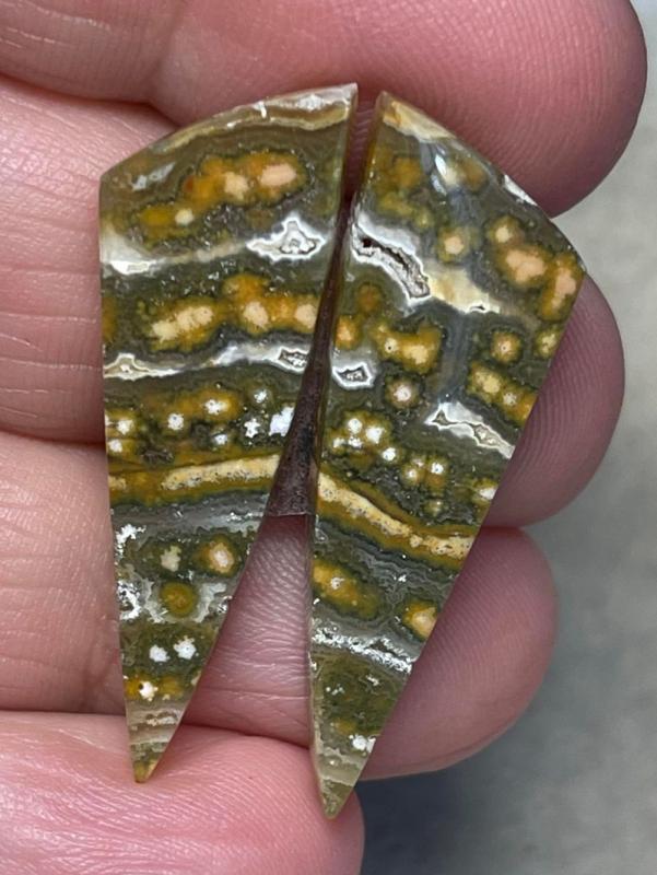 Freeform 35x11mm Ocean Jasper Cabochon Pair 10