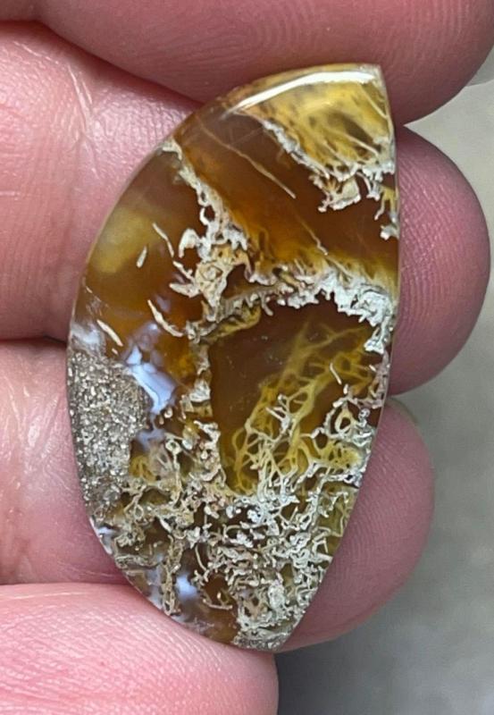 Freeform 32x17mm Natural Lichen Moss Agate Cabochon 40
