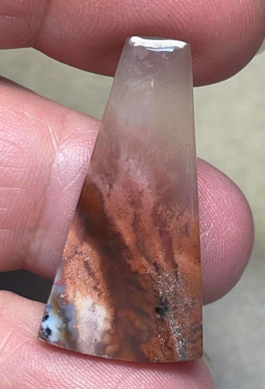 Freeform 32x17mm Natural Red Plume Agate Cabochon 74