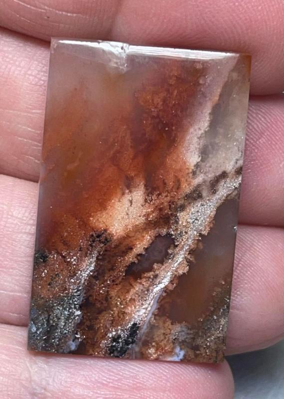 Rectangle 34x21mm Natural Red Plume Agate Cabochon 75
