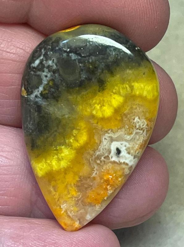 Teardrop 36x23mm Bumble Bee Jasper Cabochon 48