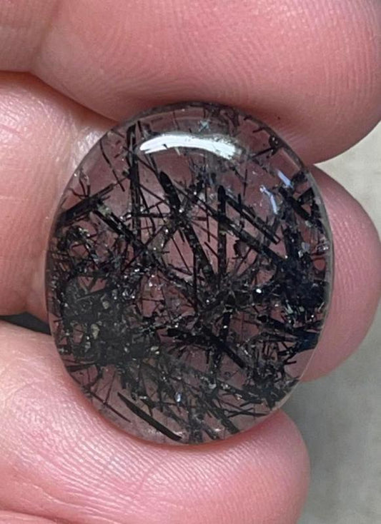 Oval 23x19mm Tourmalated Quartz Cabochon 43